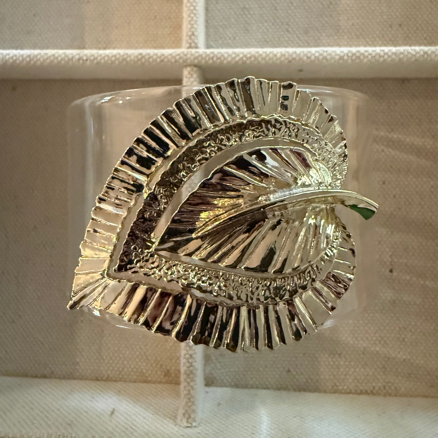Champagne Leaf Statement Cuff Wide Acrylic Cuff (SM)