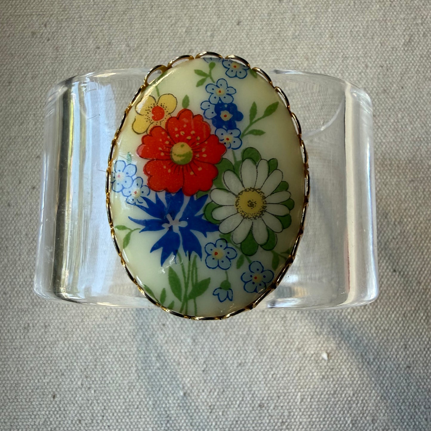 Primary Floral Motif Wide Acrylic Cuff (OSFM)