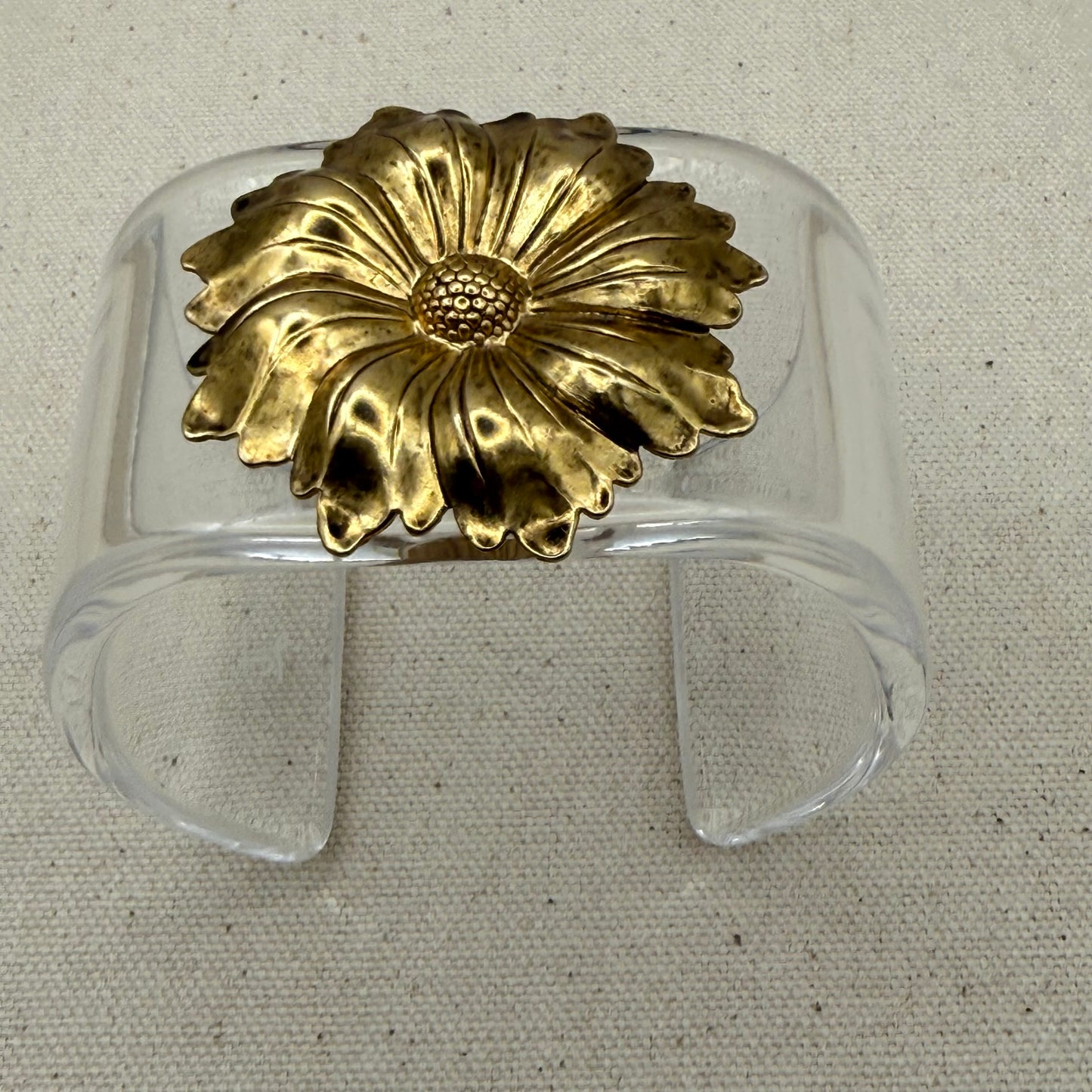 Daisy Inspired Medallion Wide Acrylic Cuff (OSFM)