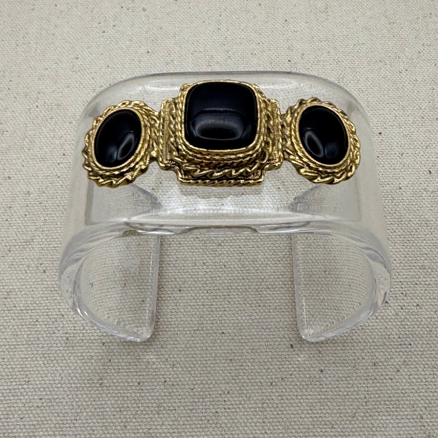 Onyx and Gold Wide Acrylic Cuff (OSFM)