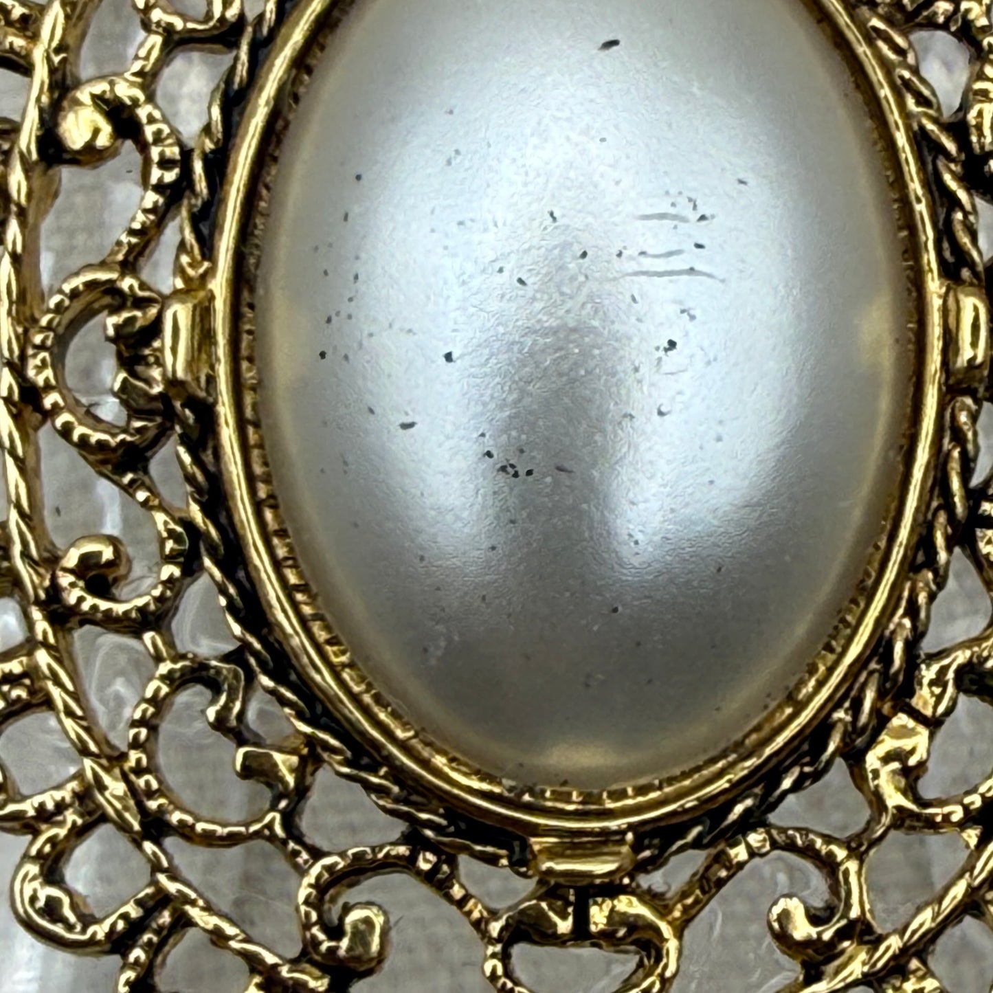 Oval Pearl Filigree Wide Acrylic Cuff (SM)