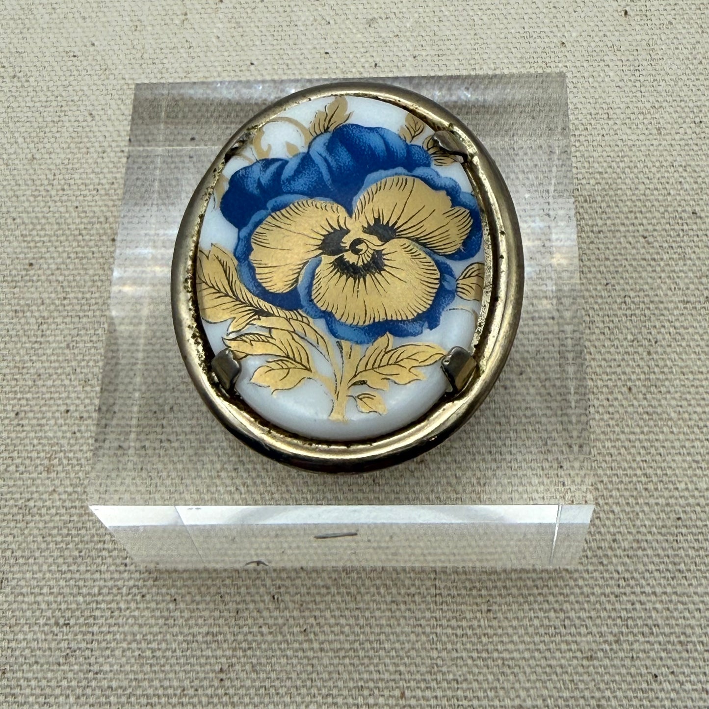 Blue Porcelain Floral Acrylic Cube