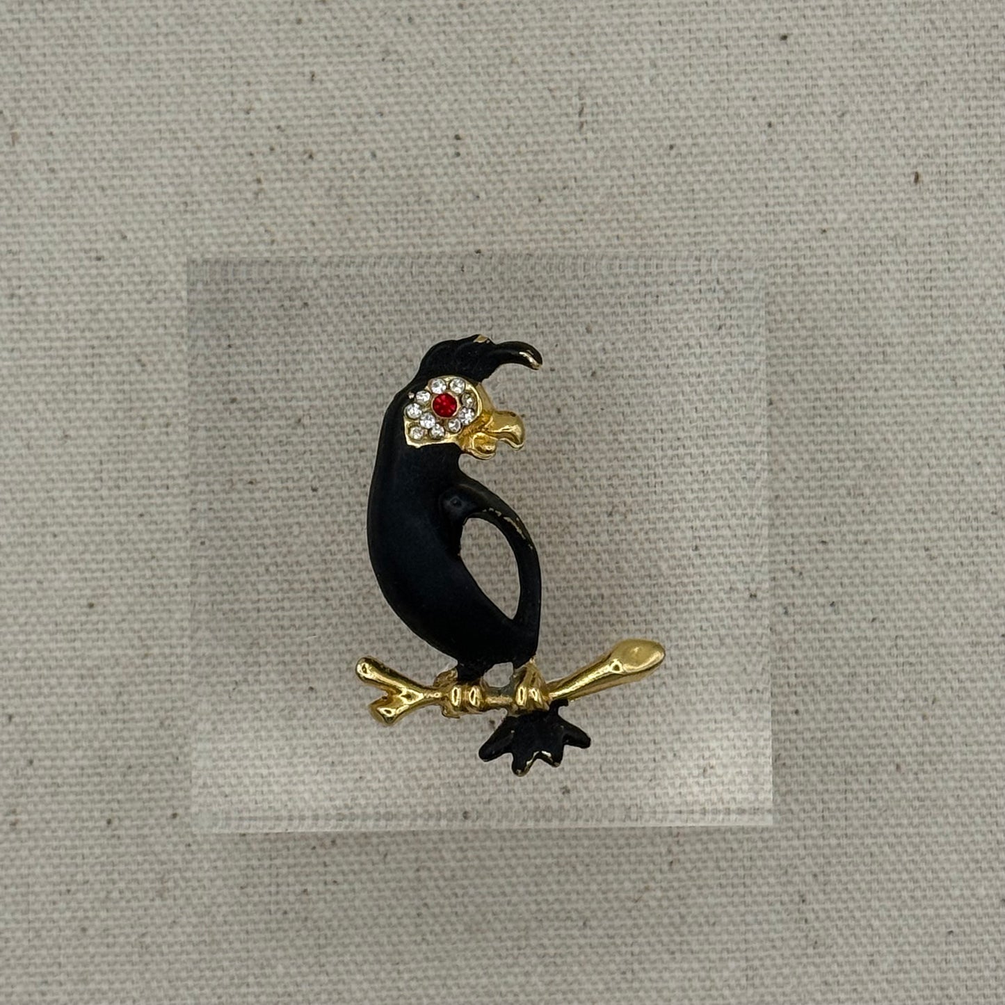 Whimsical Black Enamel Bird Acrylic Cube