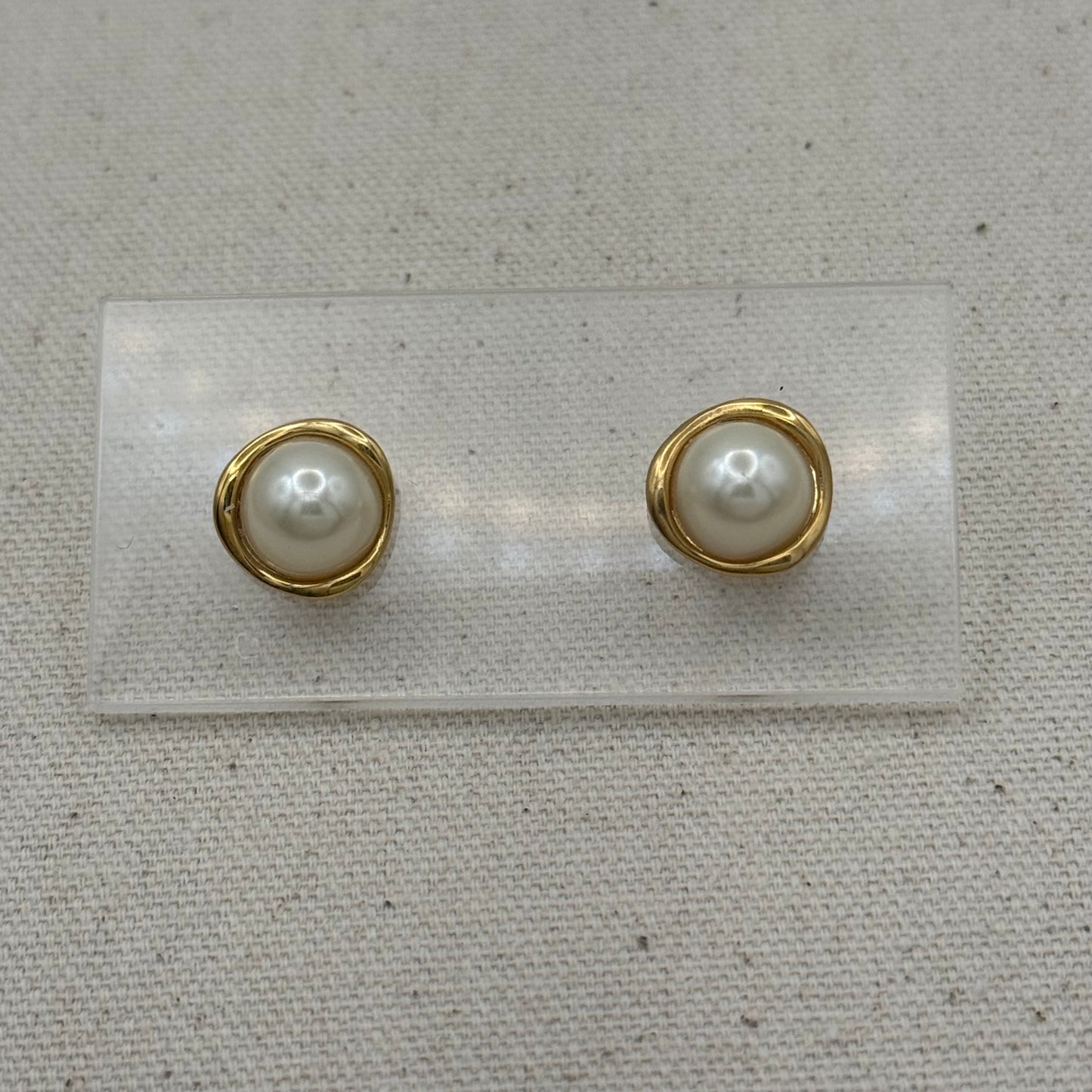 Classic Gold Tone and Faux Pearl Studs