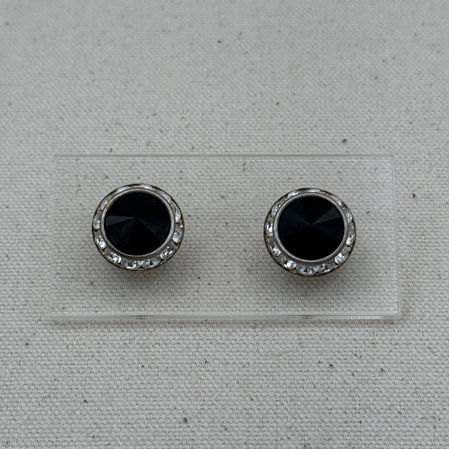 Black Rhinestone Halo Stud Earrings