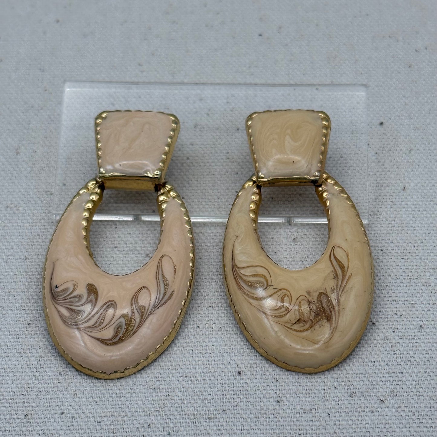 Blush Enamel Drop Statement Earrings