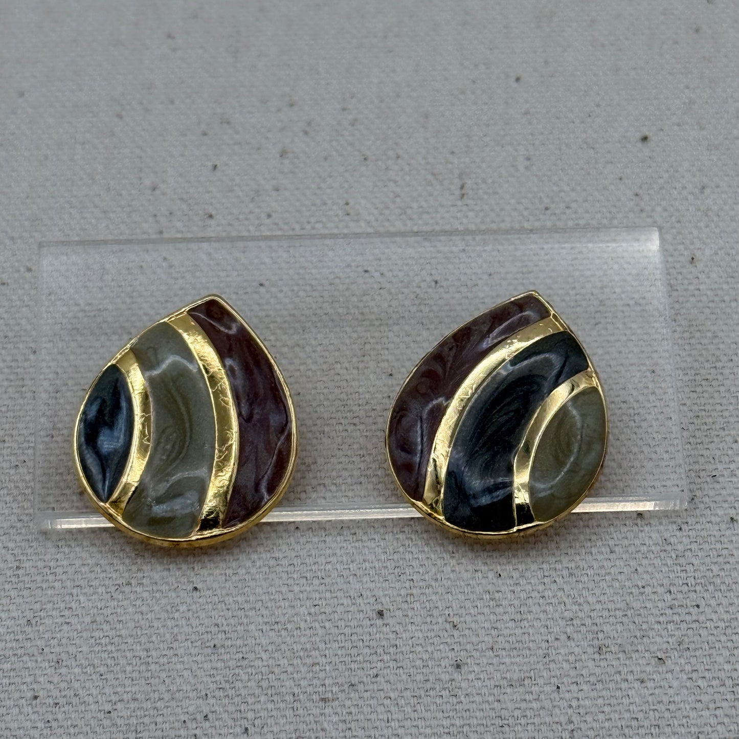 Marbled Earth Tone Enamel Teardrop Statement Earrings