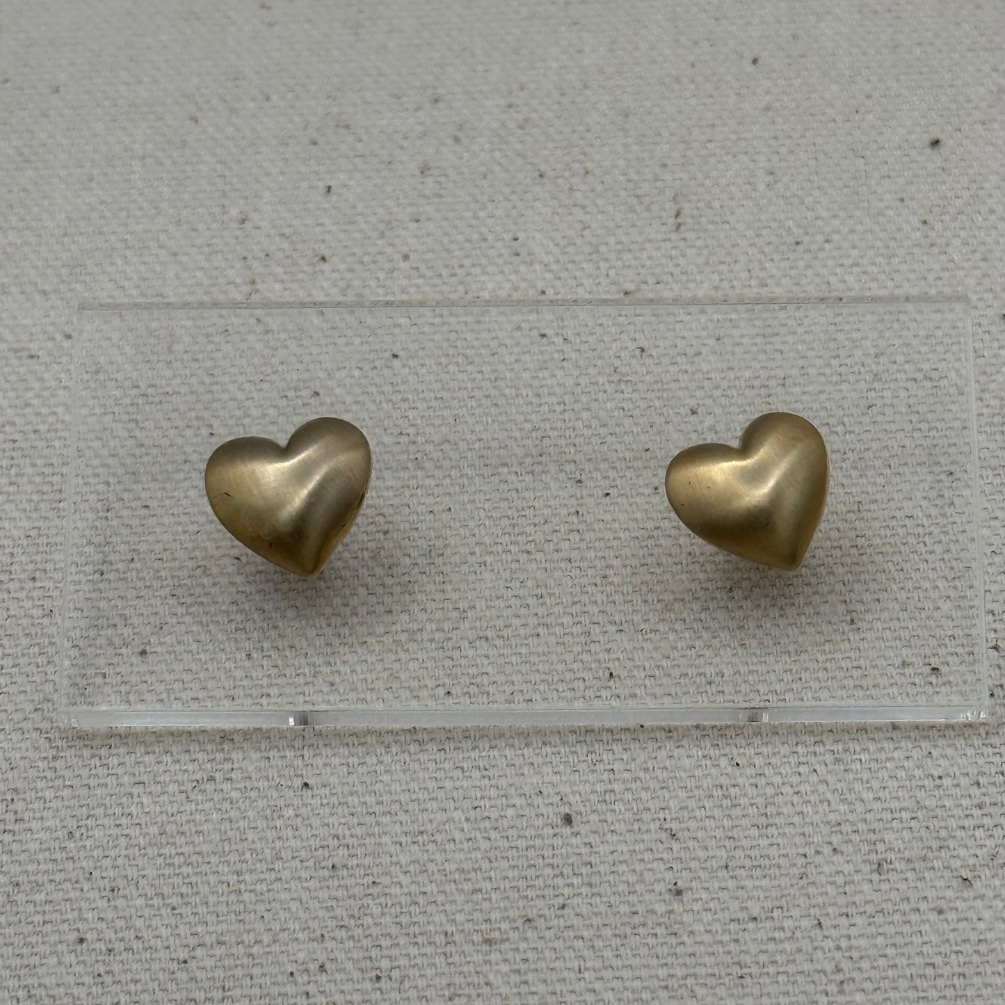 Brushed Gold Tone Heart Stud Earrings