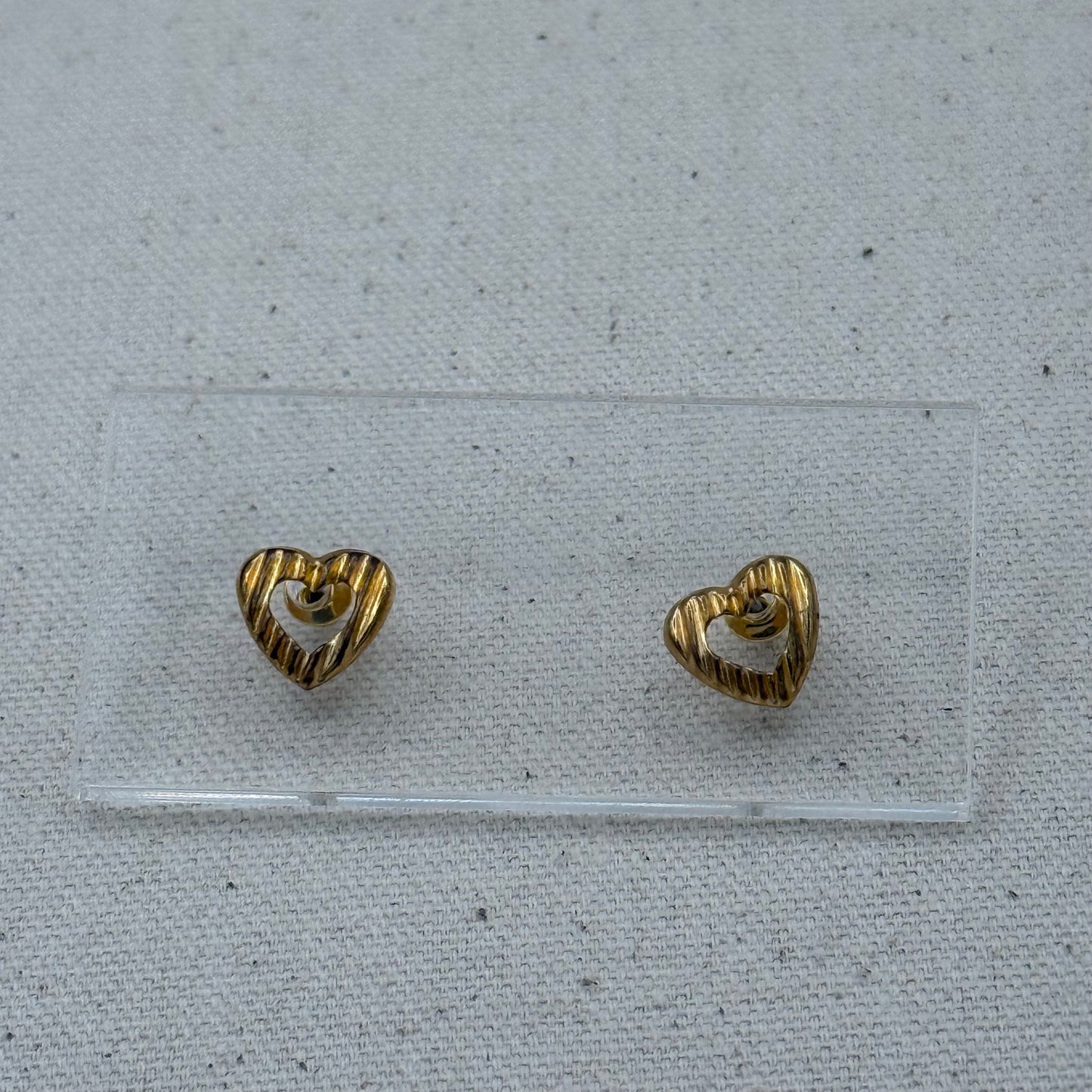 Textured Open Heart Stud Earrings