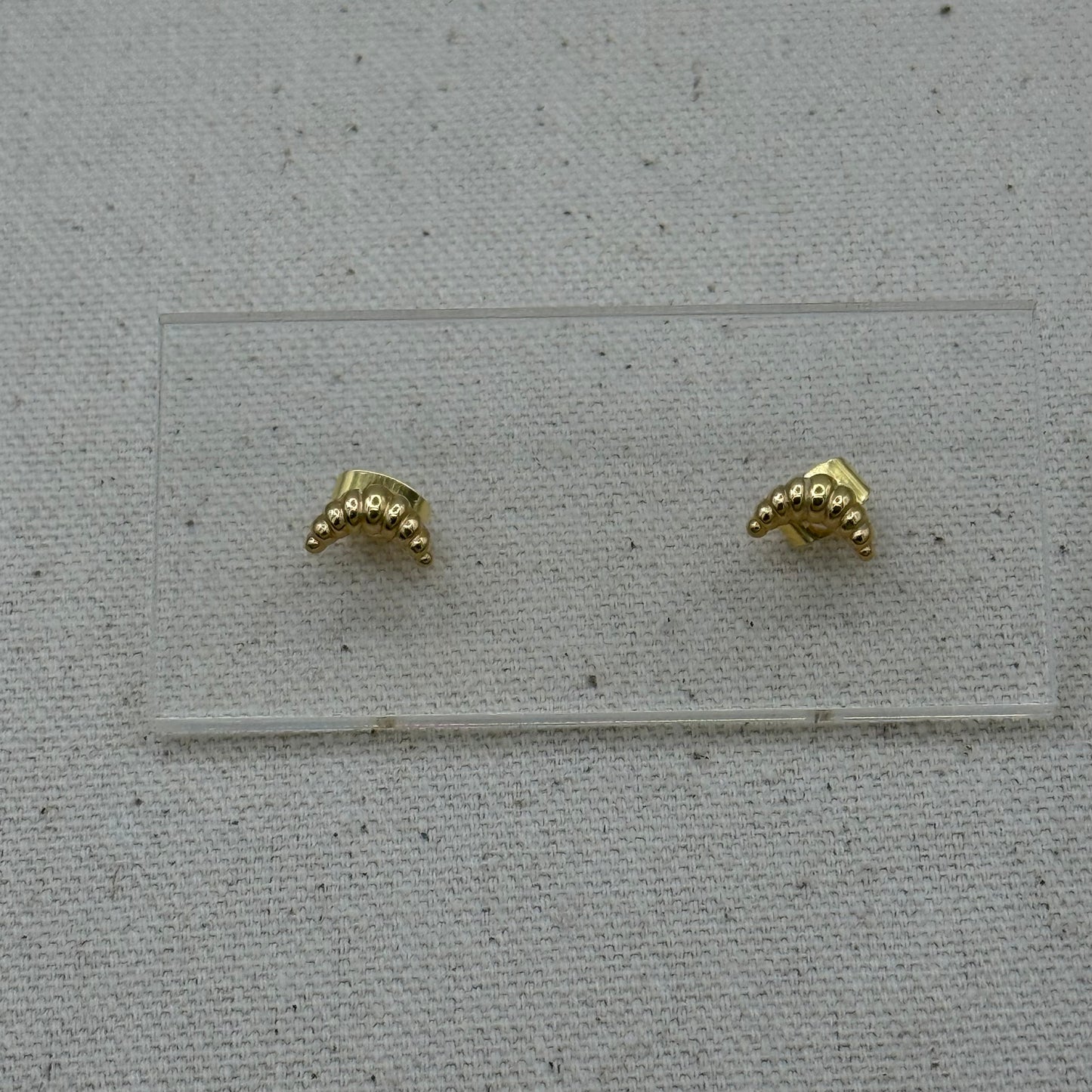 Gold Tone Croissant Mini Stud Earrings