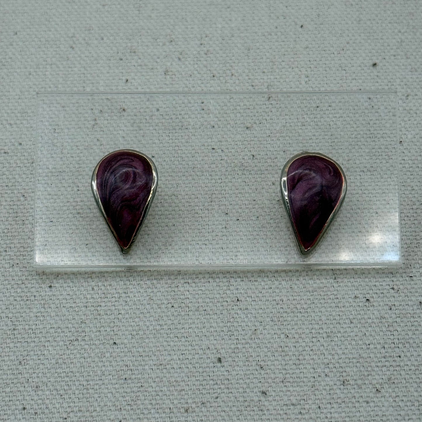 Marbled Plum Enamel Teardrop Earrings