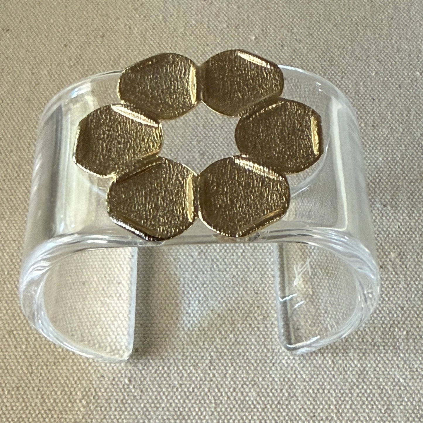 Textured Golden Petals Wide Acrylic Cuff (OSFM)