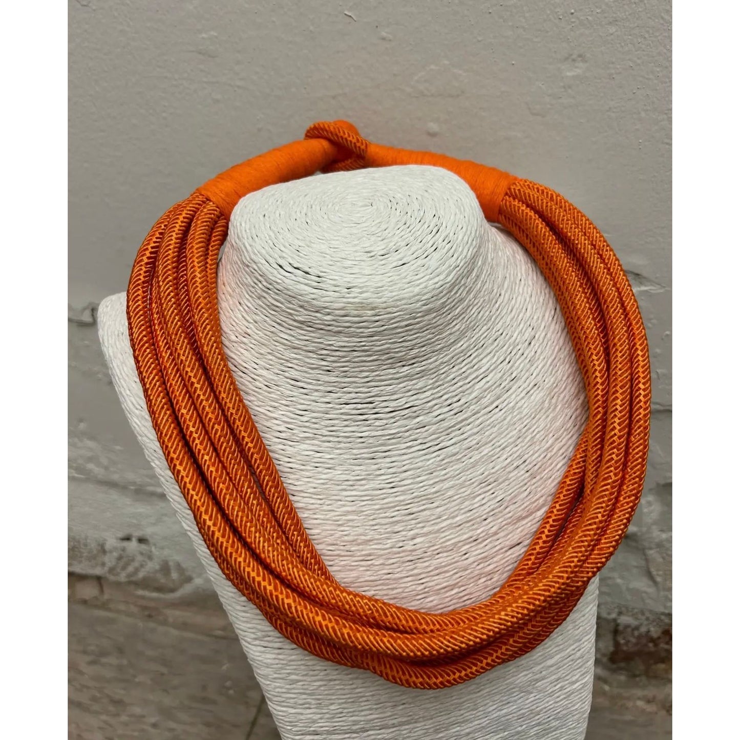 Orange Slub 8-strand Necklace