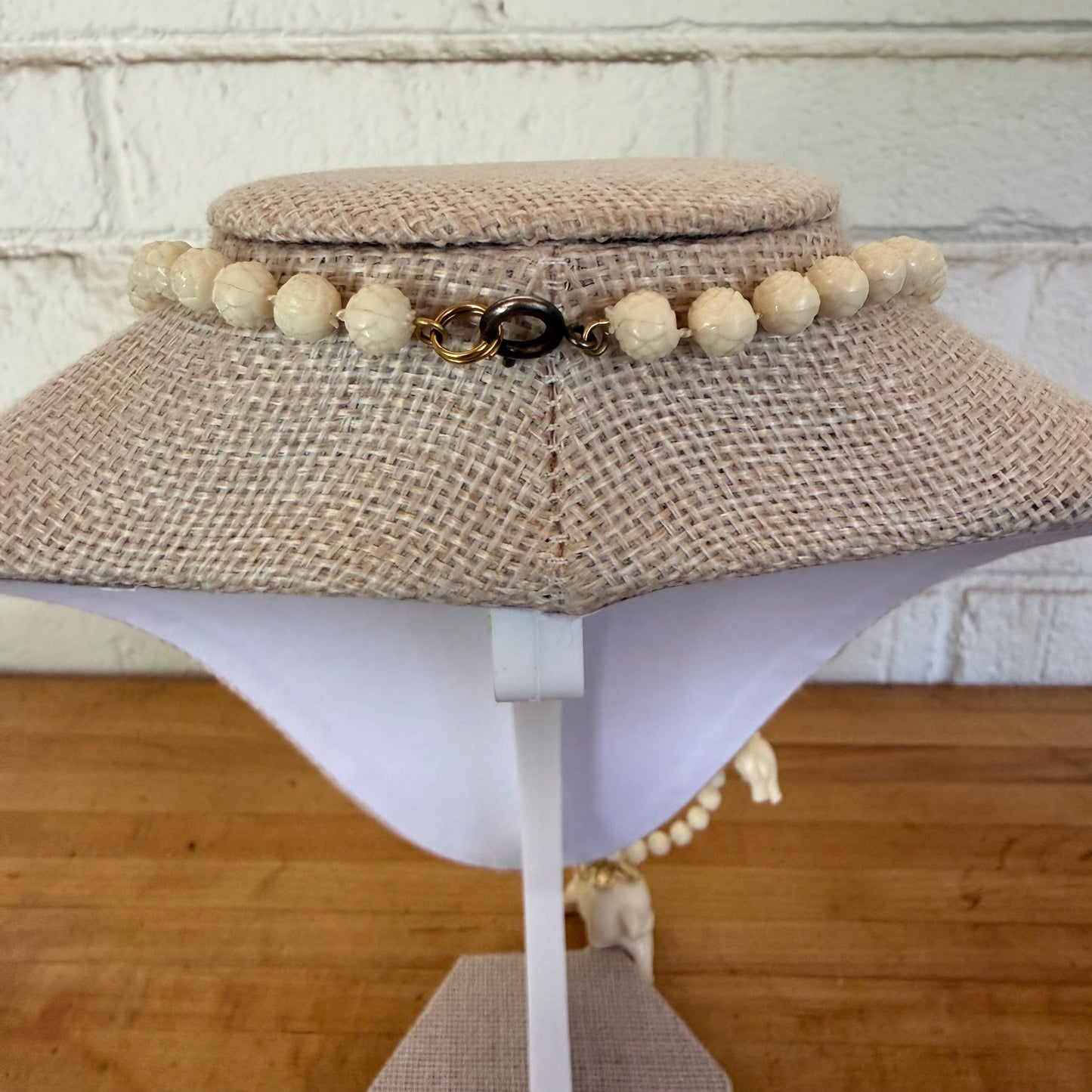 Faux Ivory Elephant Statement Necklace