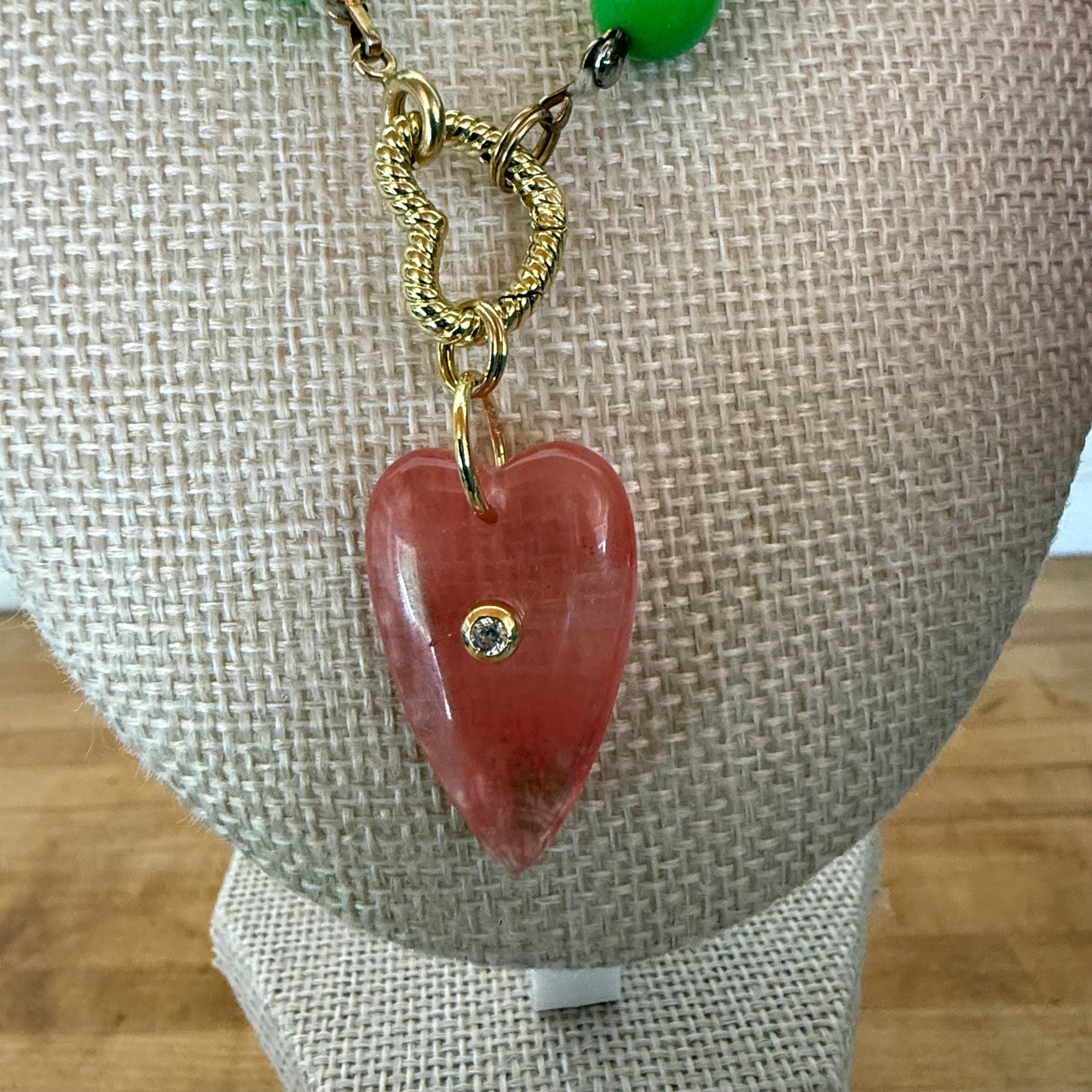 Green Lucite with Heart Charm