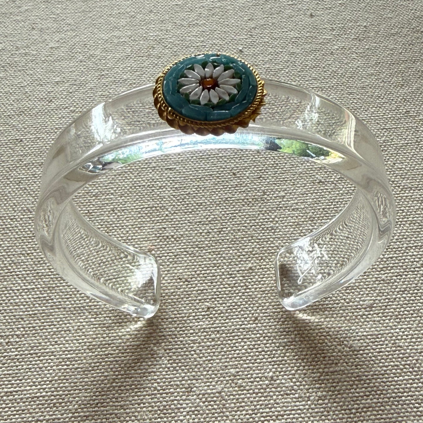 Daisy Italian Mini Mosaic Narrow Acrylic Cuff (OSFM)