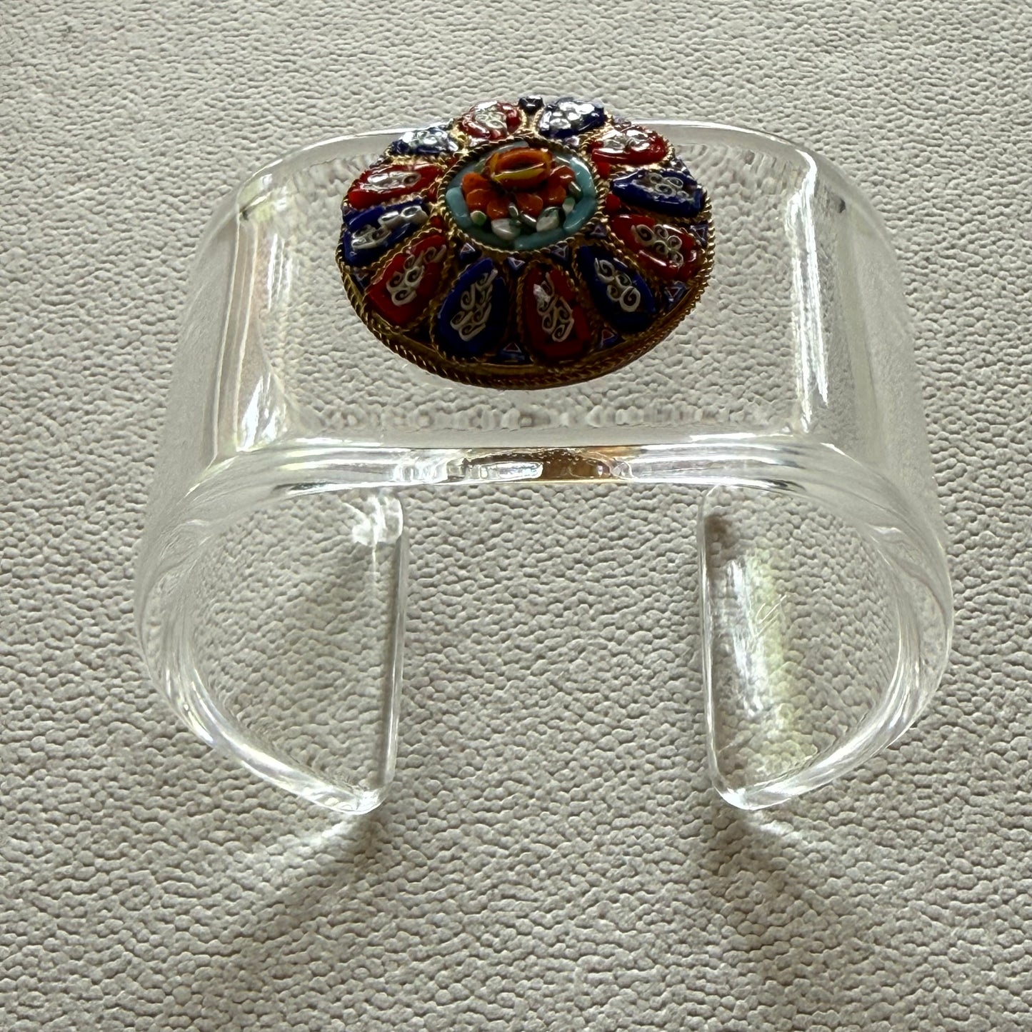 Red, White, Blue Italian Micro Mosaic Wide Acrylic Cuff (OSFM)