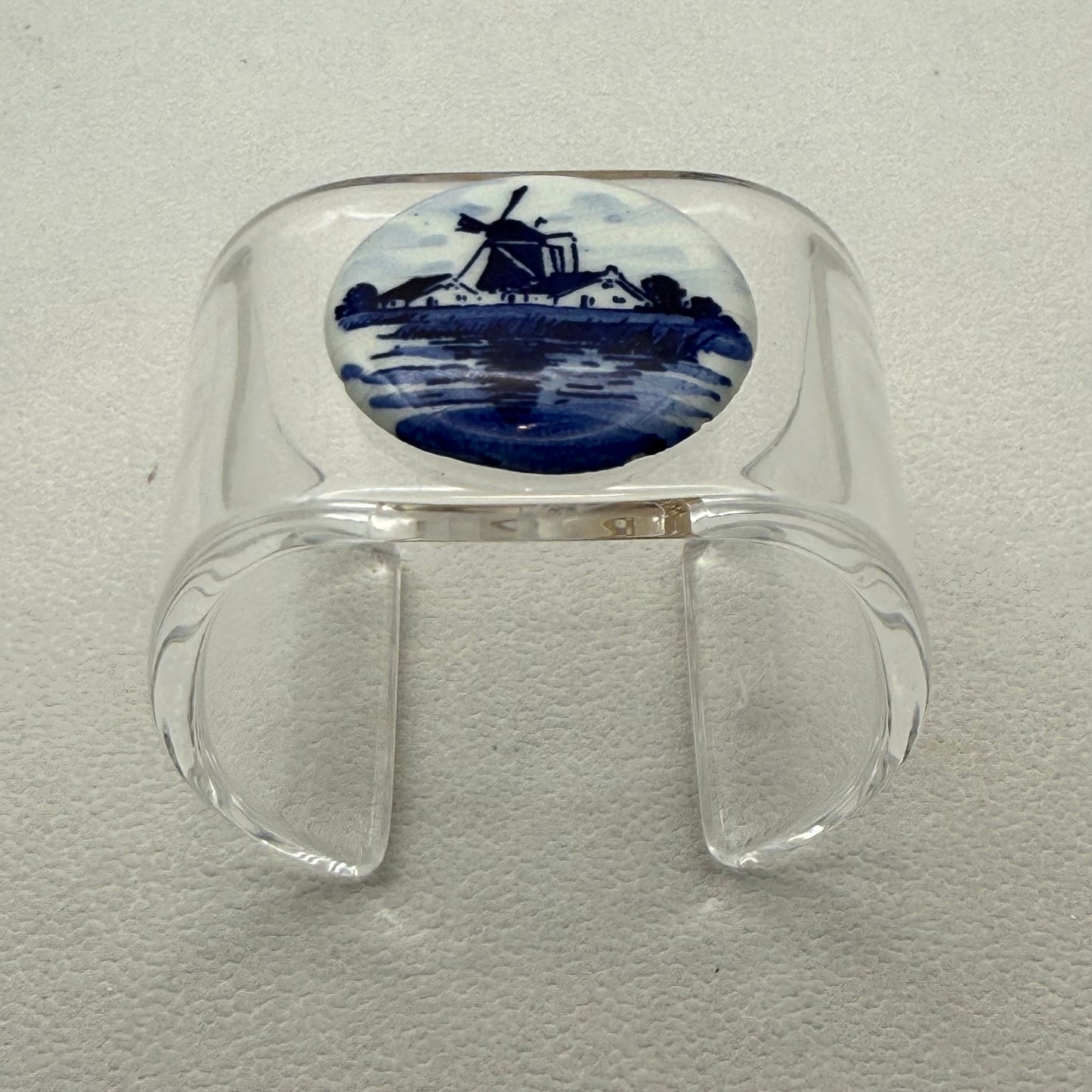 Delft Blue Windmill Wide Acrylic Cuff (MD)