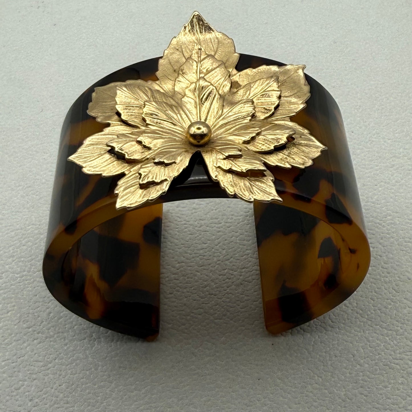 Triple Maple Leaf Tortoise Wide Acrylic Cuff (MD)