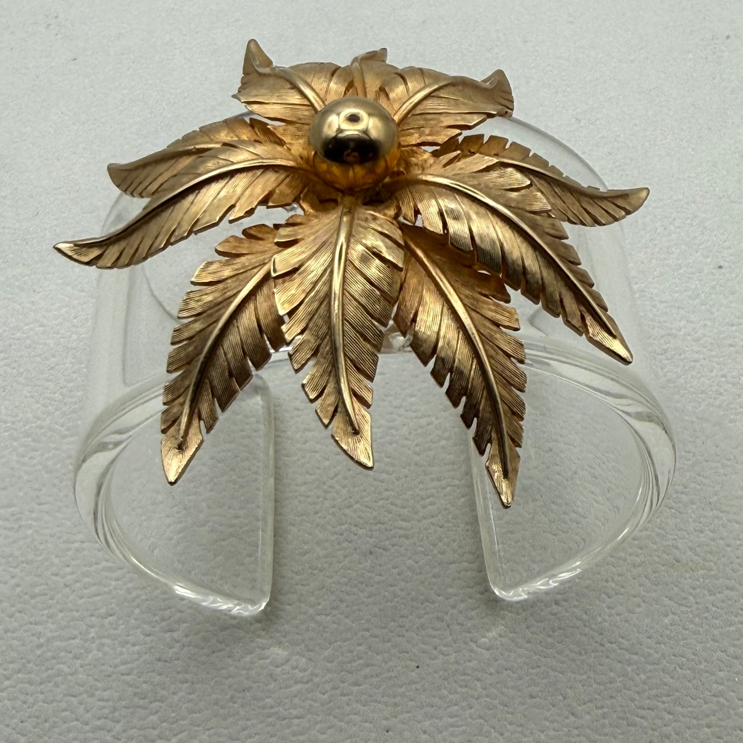 Golden Botanical Leaf Wide Acrylic Cuff (MD)