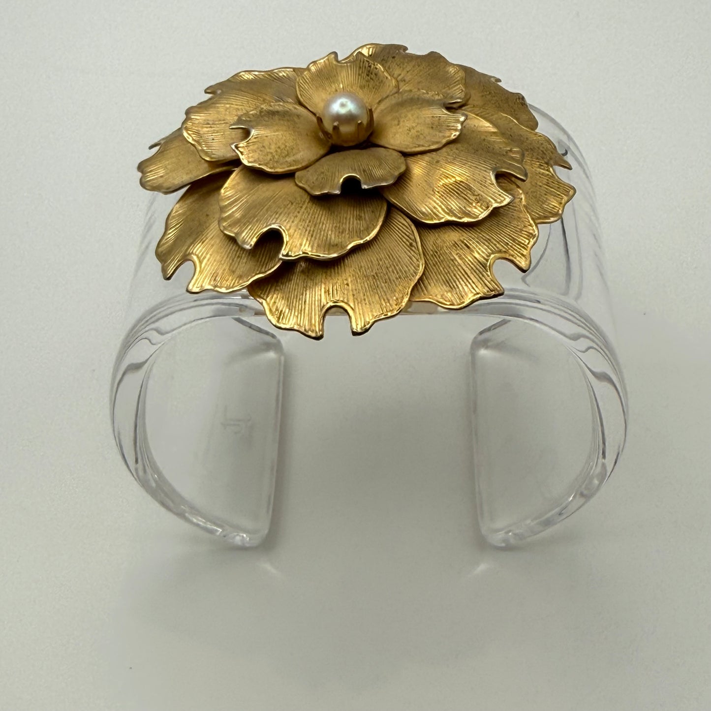 Ruffled Floral Statement Wide Acrylic Cuff (MD)
