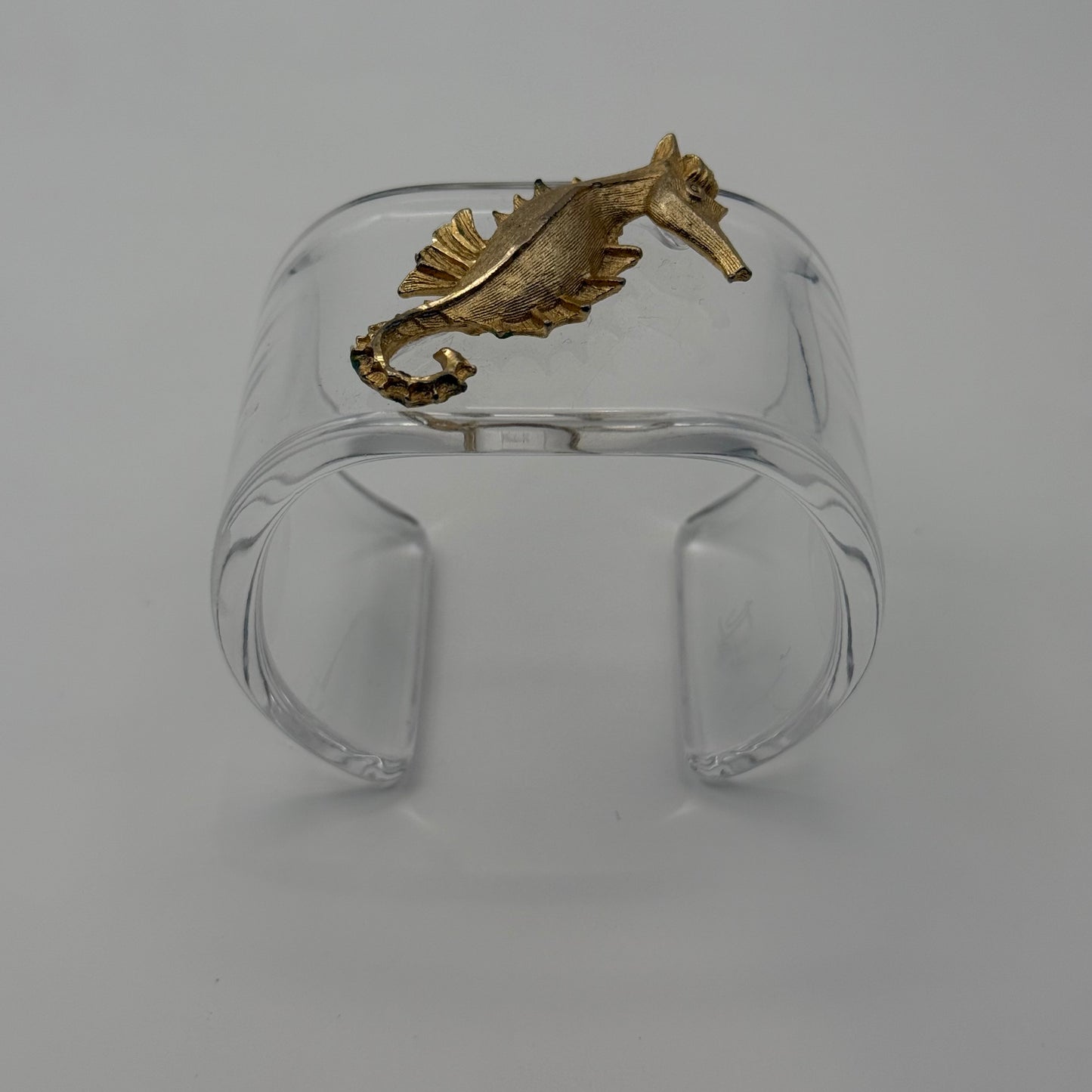 Golden Sea Horse Wide Acrylic Cuff (SM)