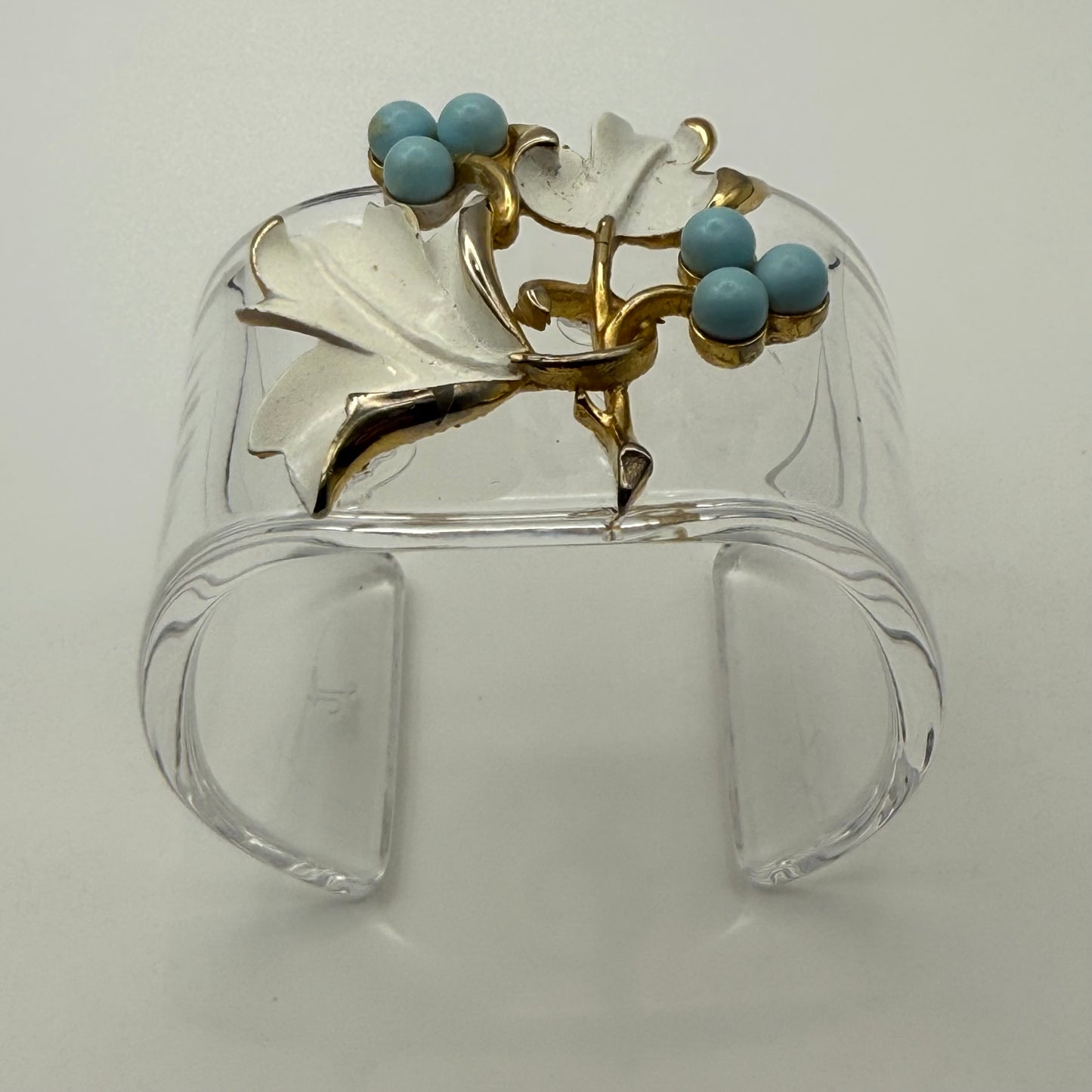 White Enamel and Blue Berry Wide Acrylic Cuff (SM)