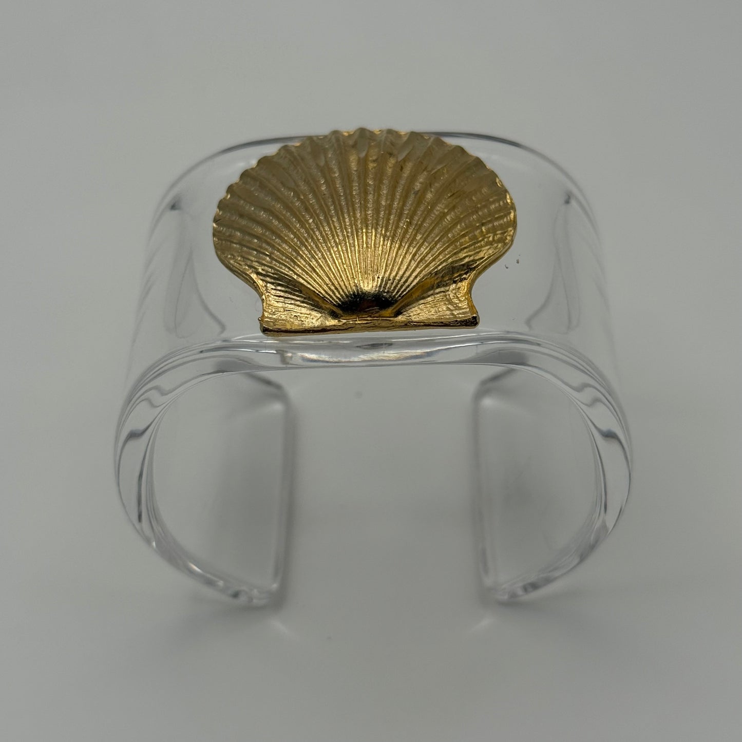 Golden Seashell Wide Acrylic Cuff (PETITE)