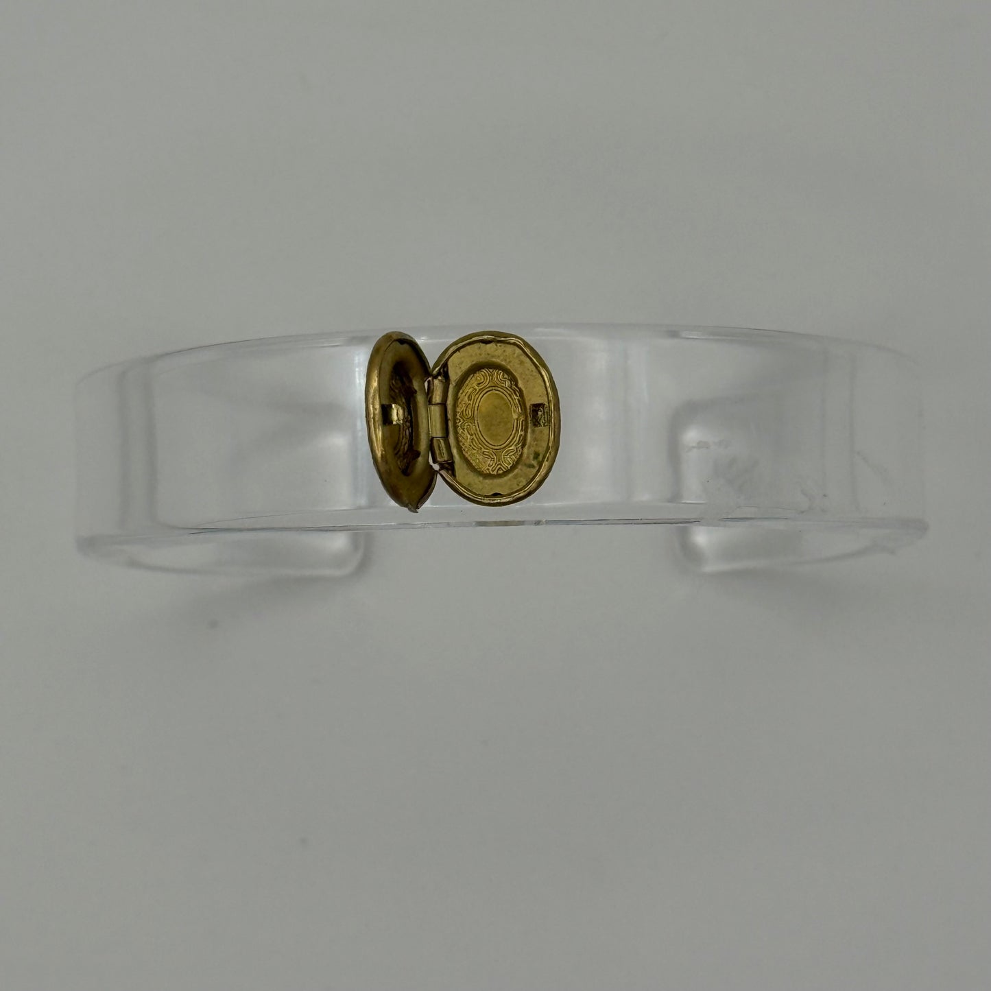 Aged Brass Locket Oval Narrow Acrylic Cuff (OSFM)