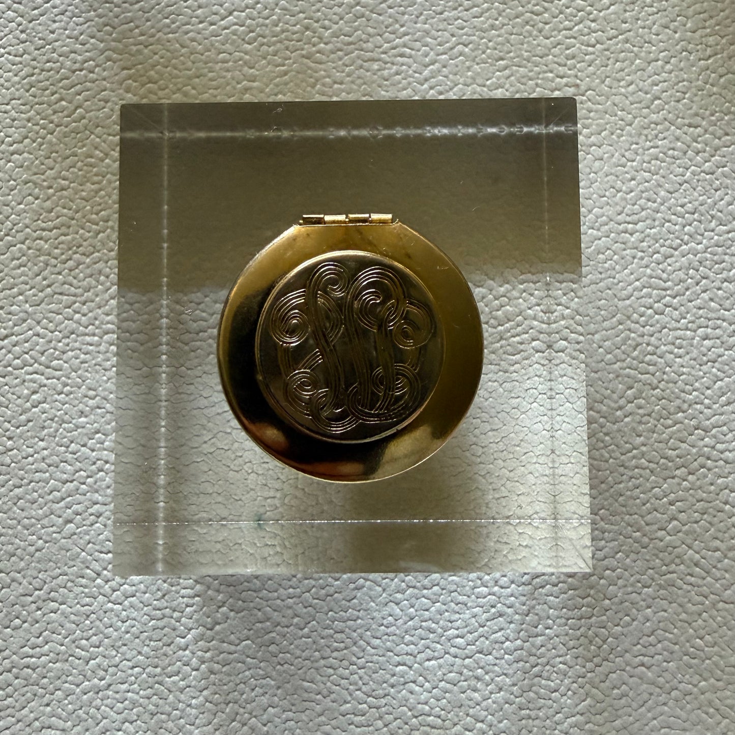 Golden Locket with Scroll Font Acrylic Cube