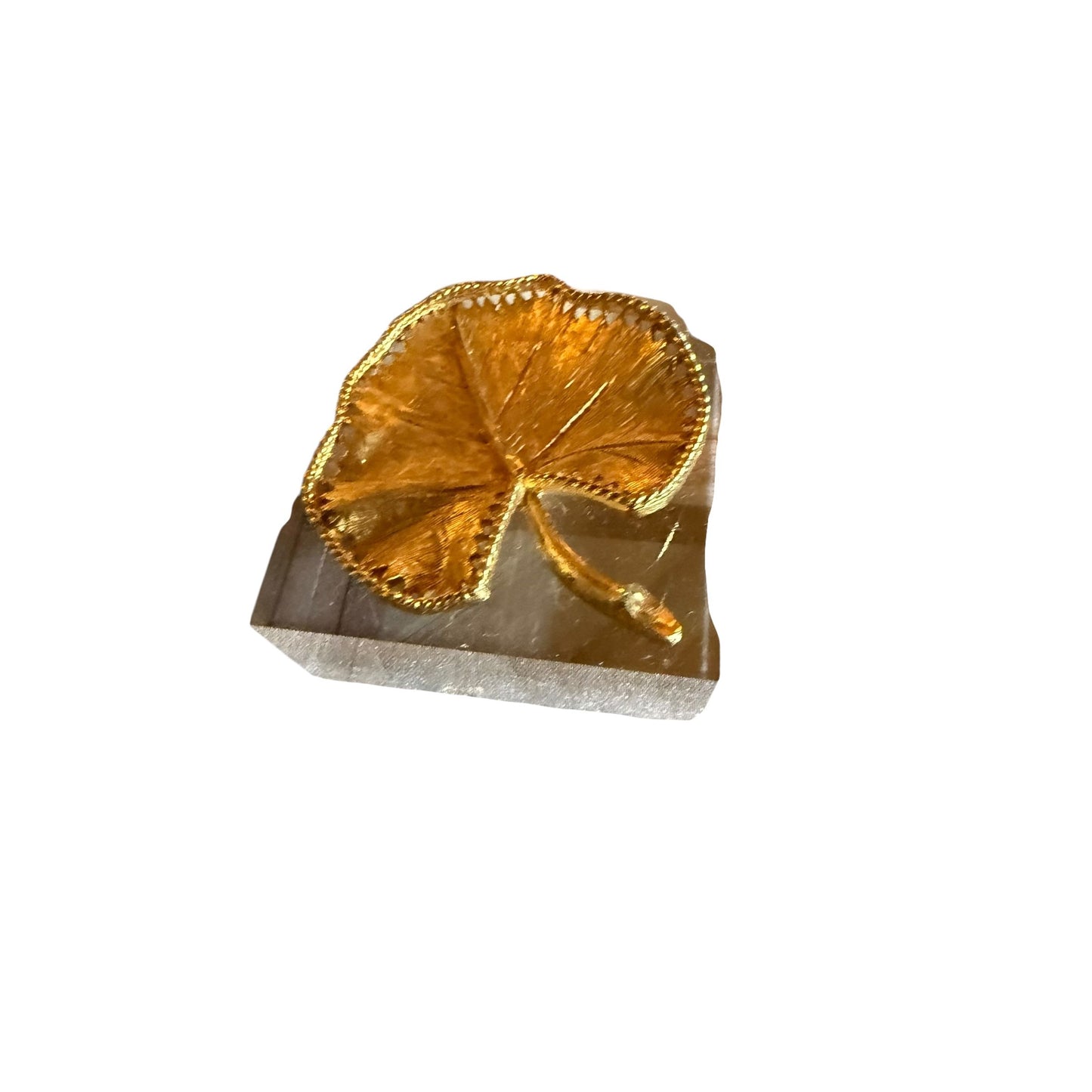 Gilded Golden Ginko Acrylic Cube