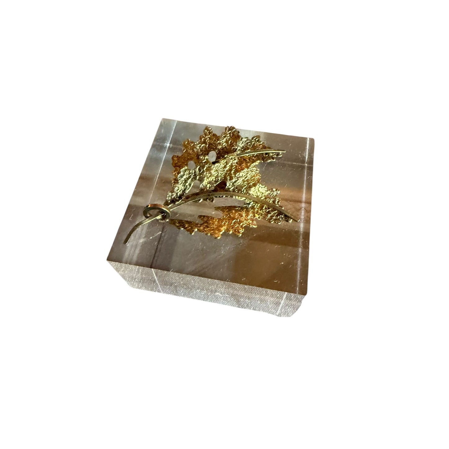 Textured Gold Double Leaf Acrylic Cube