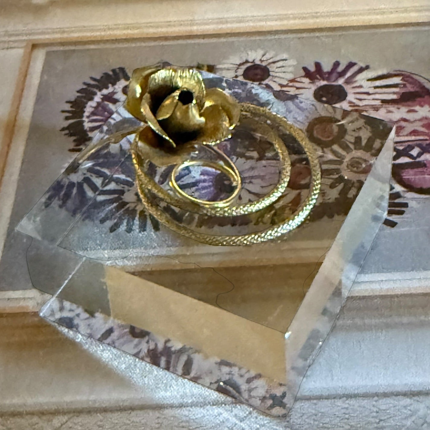 Spiral Bloom Rose Acrylic Cube