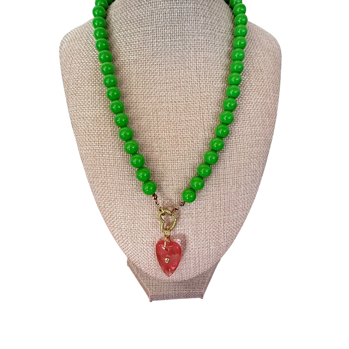 Green Lucite with Heart Charm