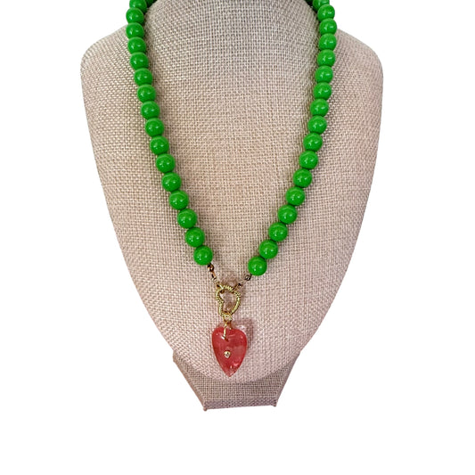 Green Lucite with Heart Charm