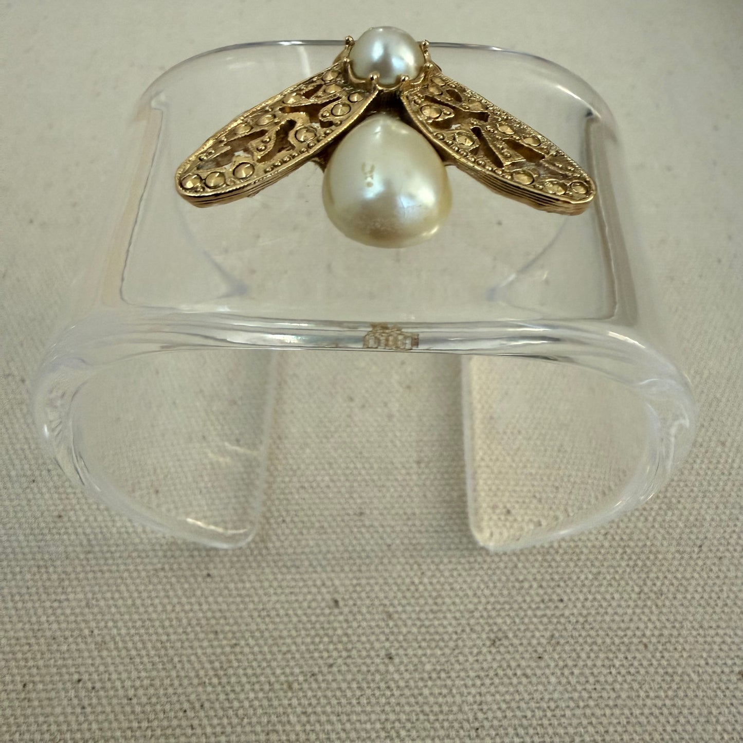 Bee with Pearls Wide Acrylic Cuff (SM)