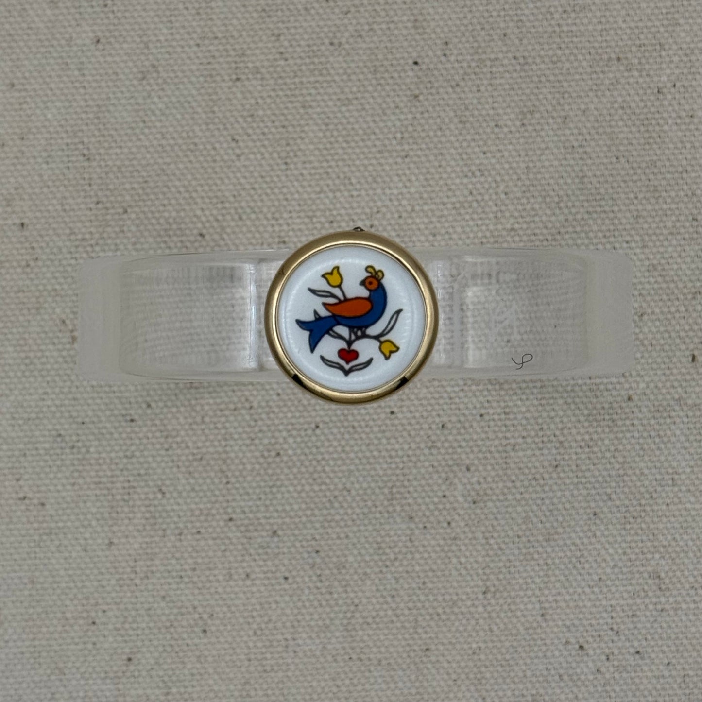 Dutch Bird Folk Art Narrow Acrylic Cuff (OSFM)