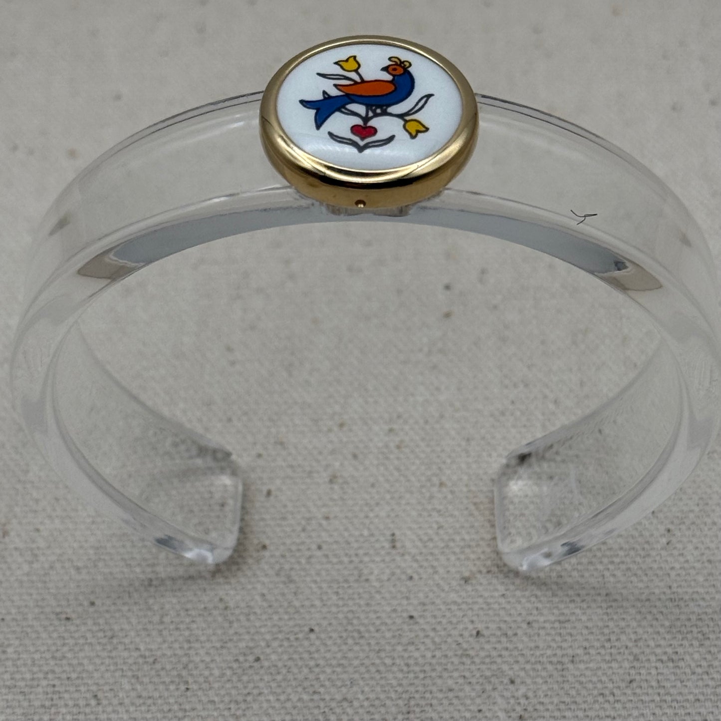 Dutch Bird Folk Art Narrow Acrylic Cuff (OSFM)