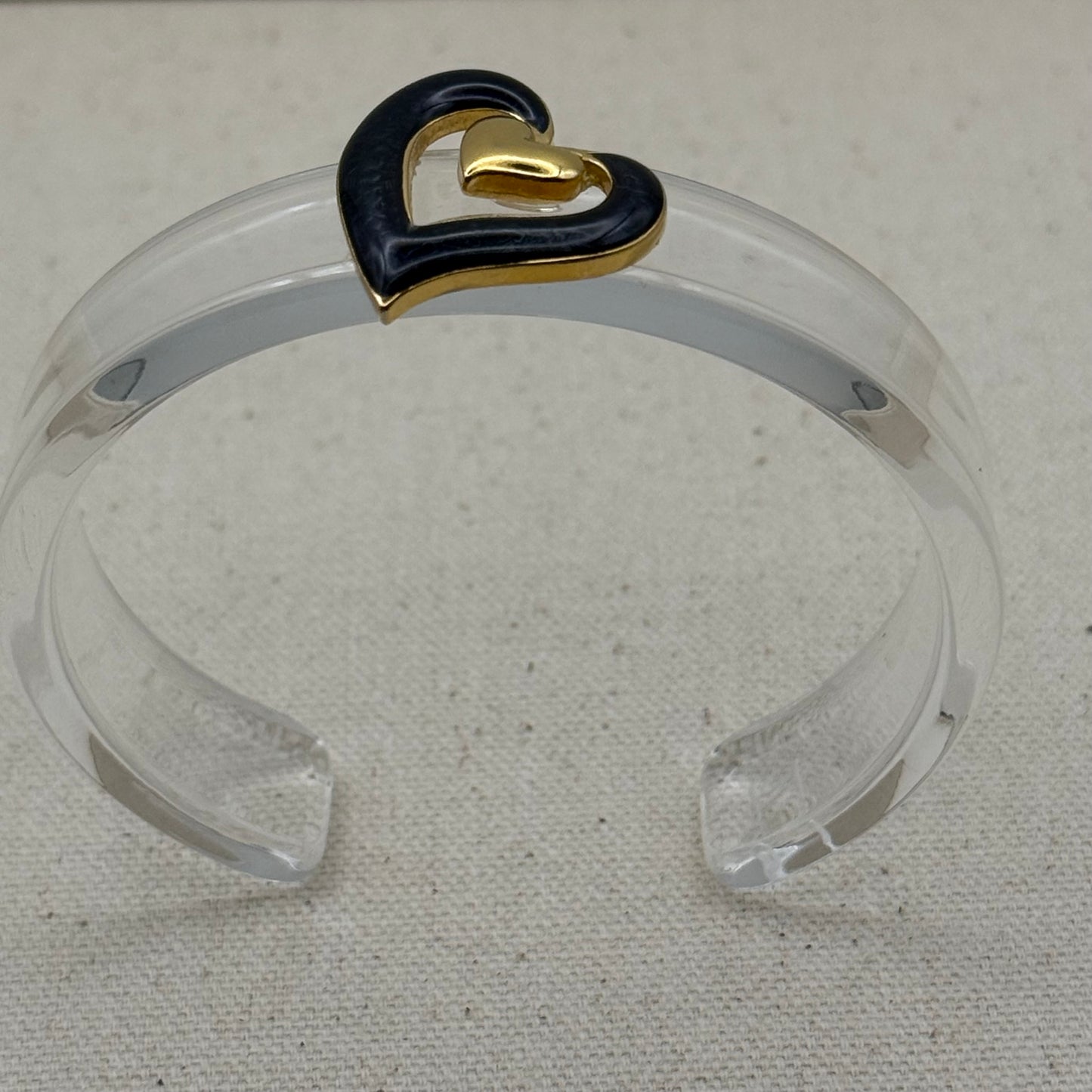 Deep Green Enamel Heart Narrow Acrylic Cuff (OSFM)