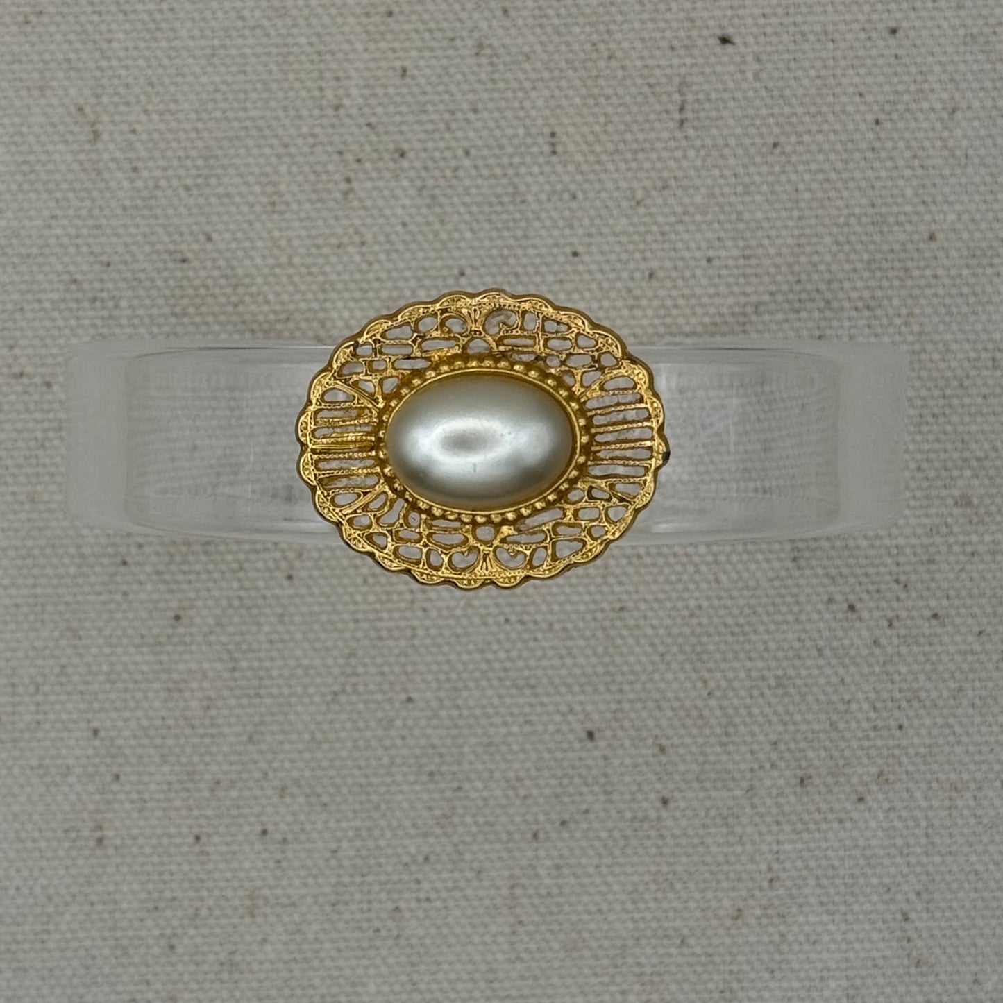Oval Pearl Filigree Narrow Acrylic Cuff (OSFM)