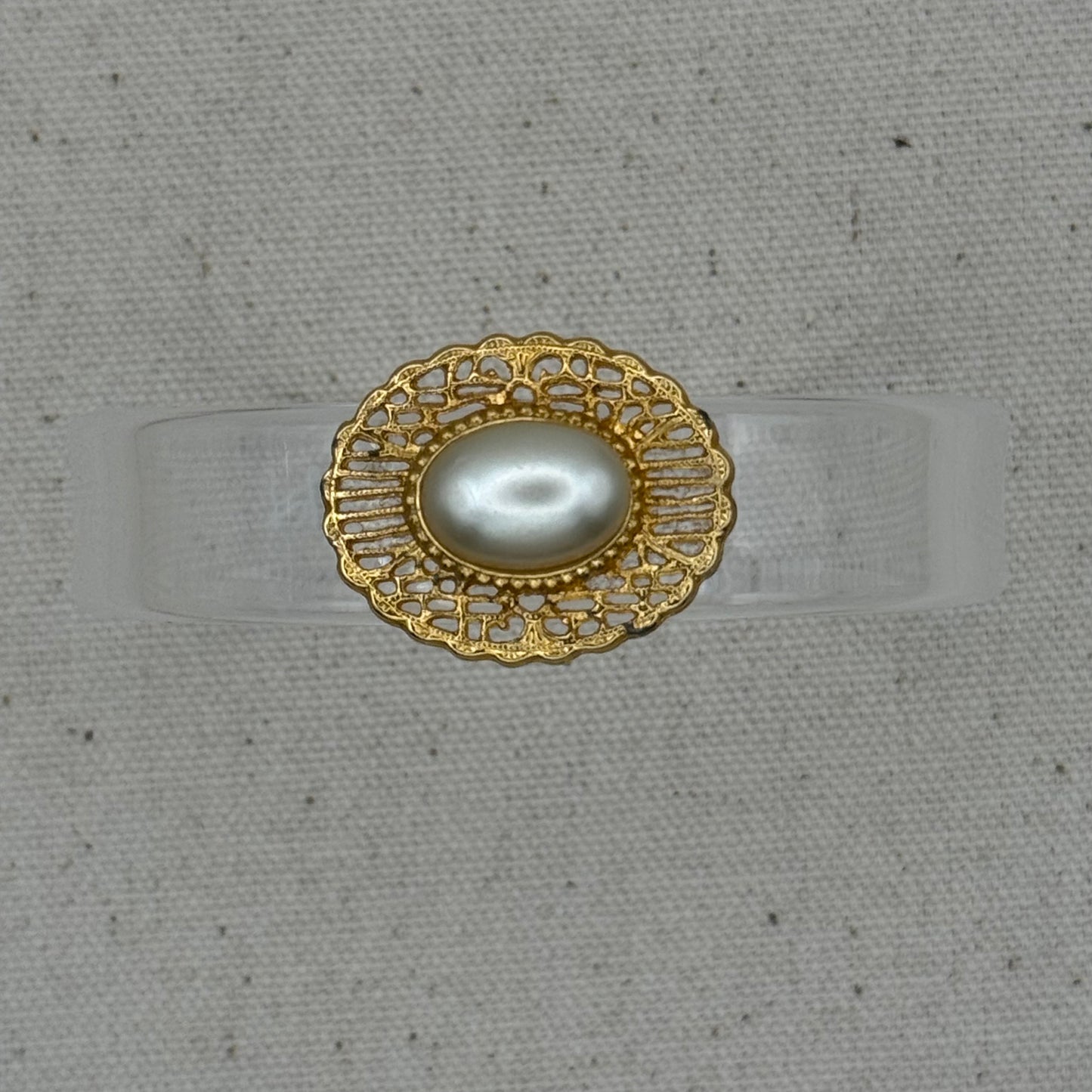 Oval Pearl Filigree Narrow Acrylic Cuff (OSFM) *See Note*