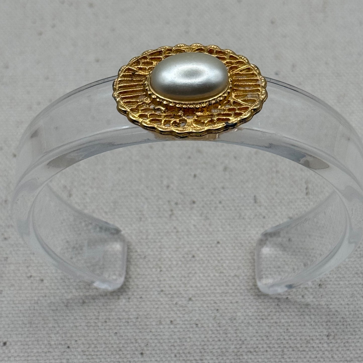 Oval Pearl Filigree Narrow Acrylic Cuff (OSFM) *See Note*