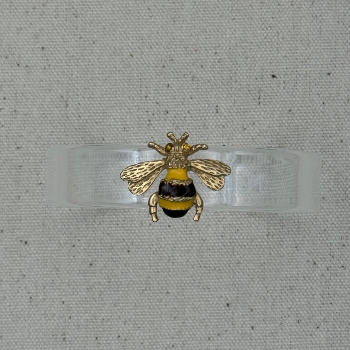 Brown/Yellow Enamel Bee Narrow Acrylic Cuff (OSFM)