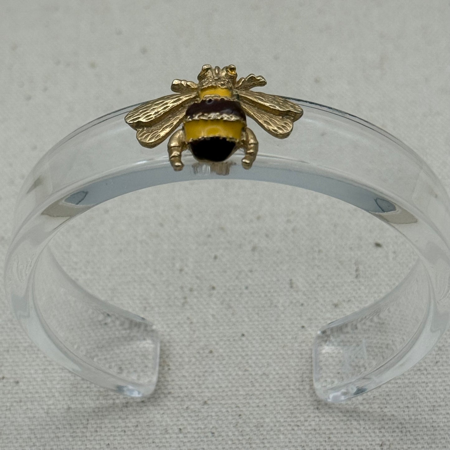 Brown/Yellow Enamel Bee Narrow Acrylic Cuff (OSFM)