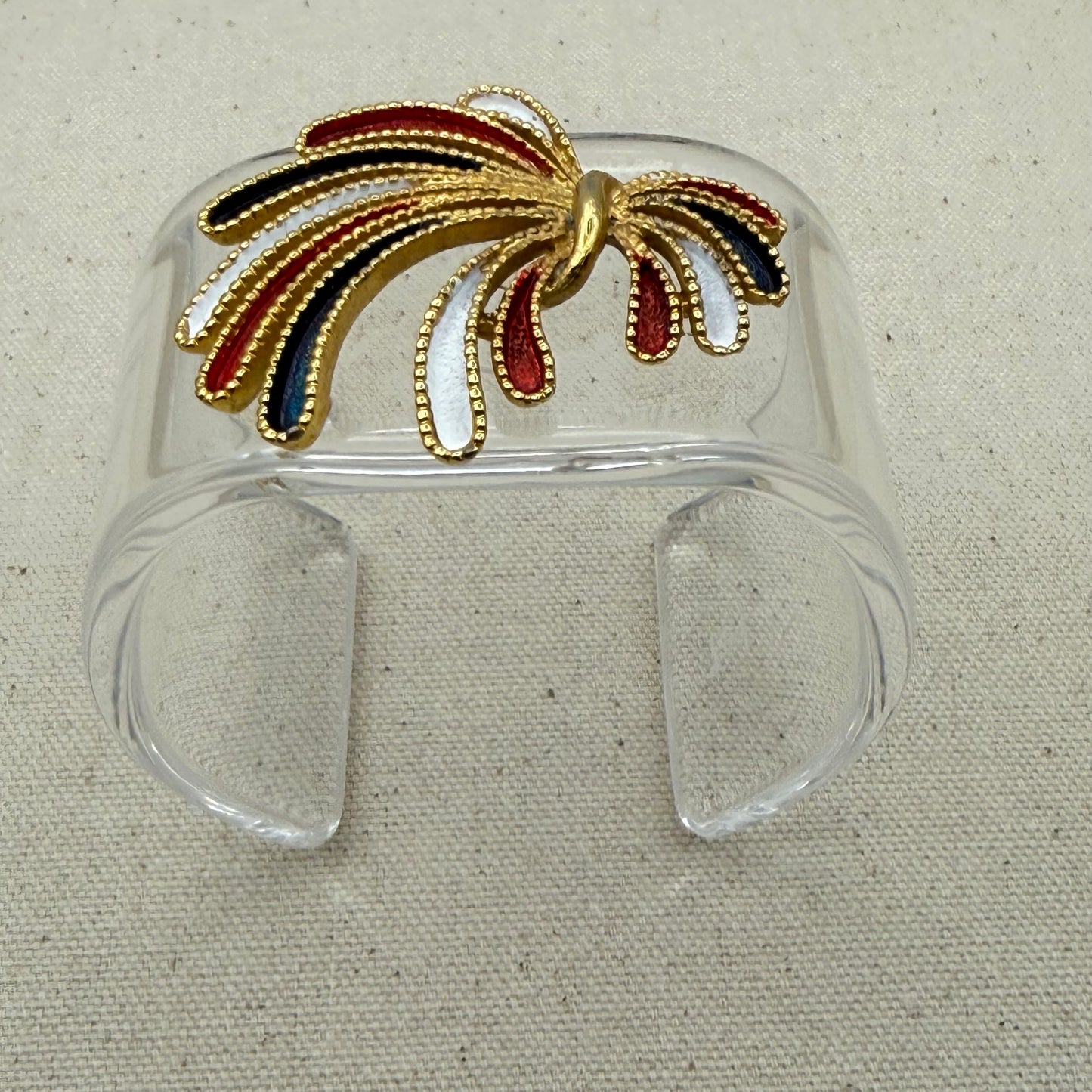 Red/White/Blue Fireworks Wide Acrylic Cuff (LG)