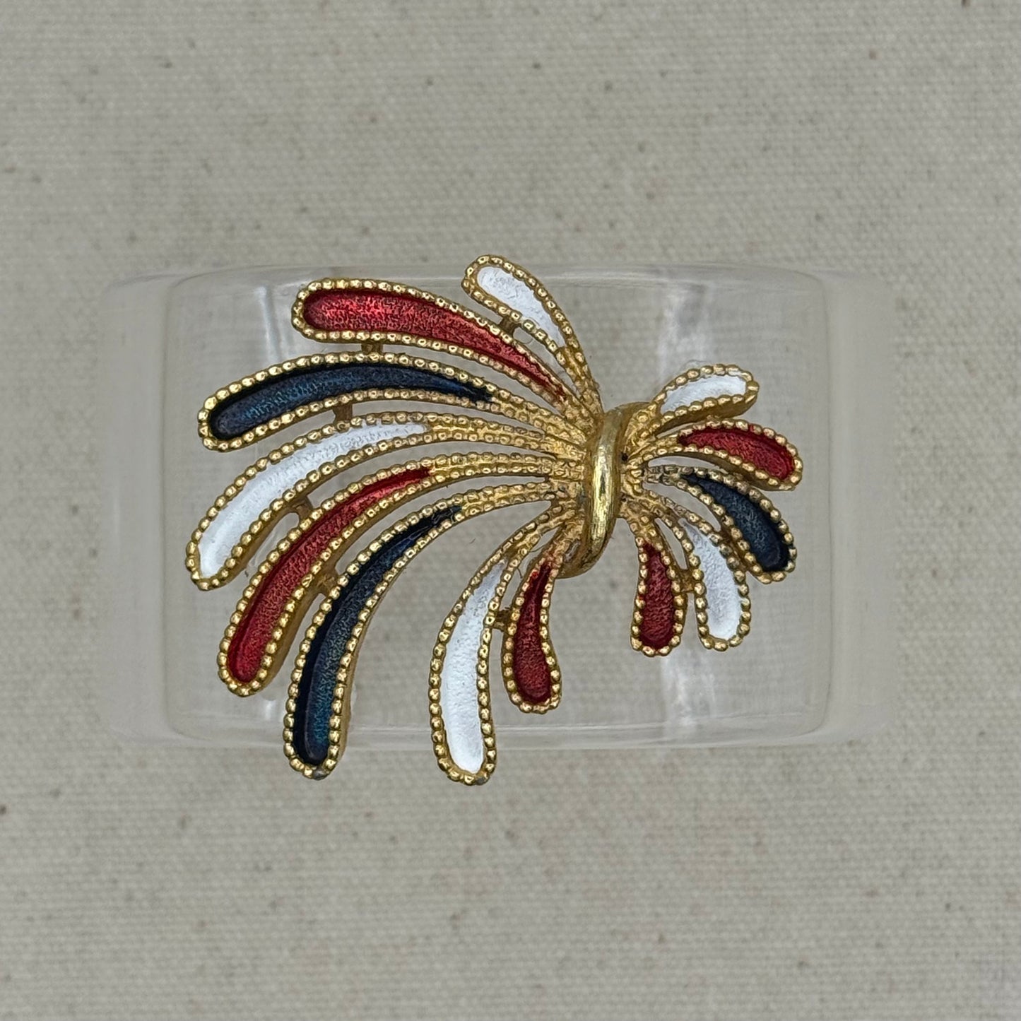 Red/White/Blue Fireworks Wide Acrylic Cuff (LG)