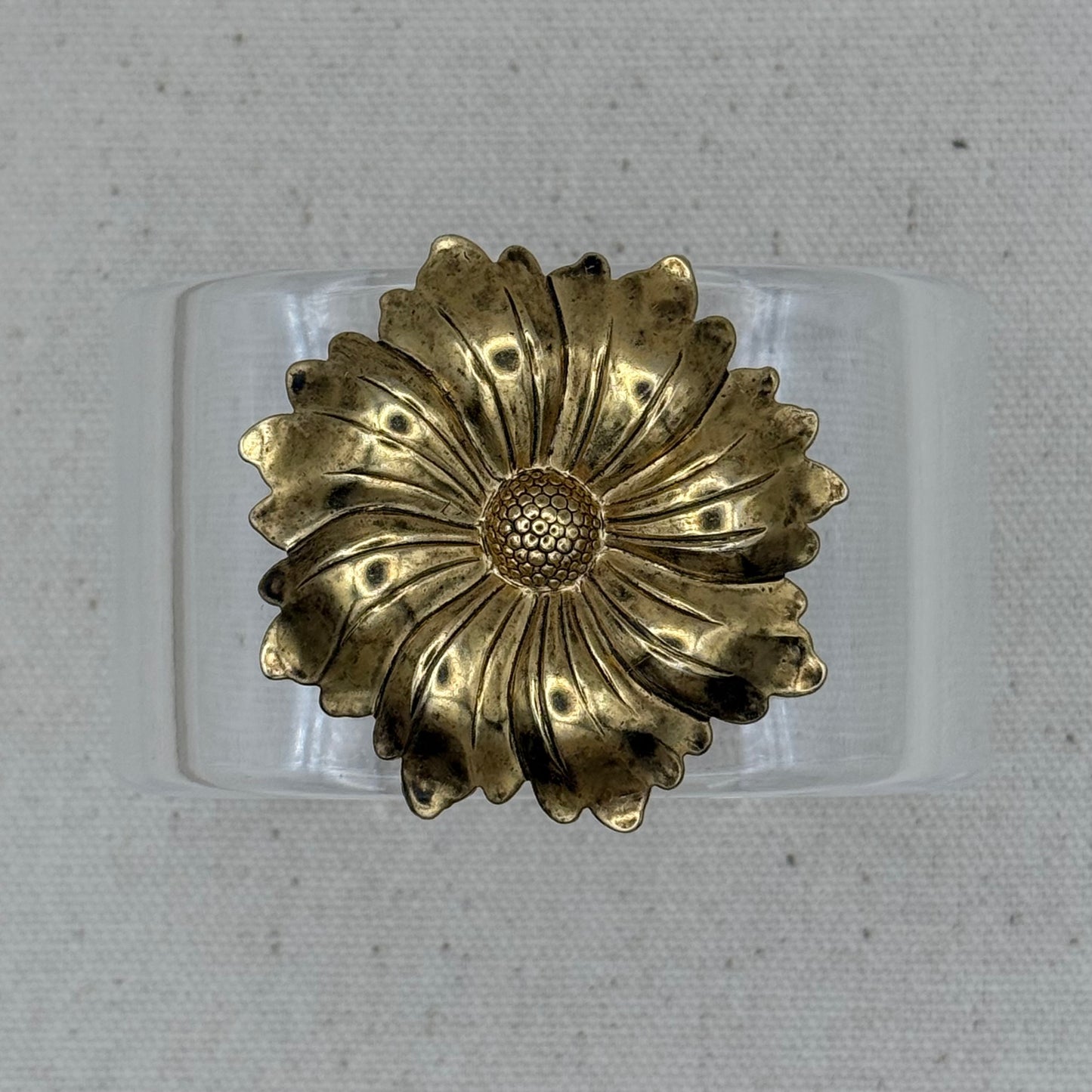 Daisy Inspired Medallion Wide Acrylic Cuff (OSFM)
