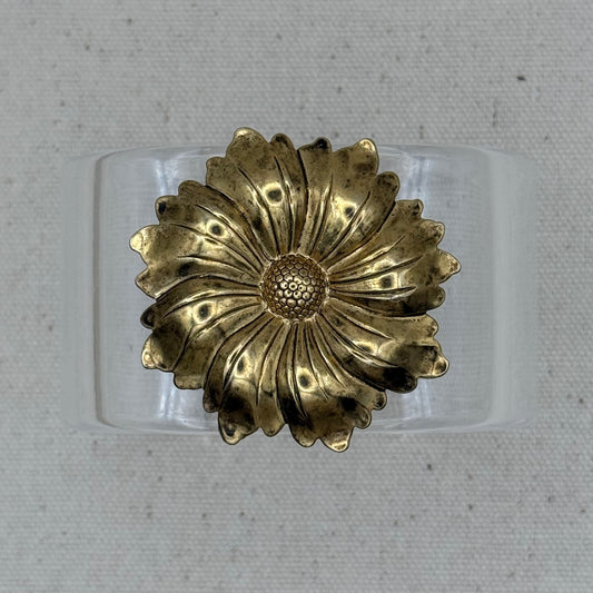 Daisy Inspired Medallion Wide Acrylic Cuff (OSFM)