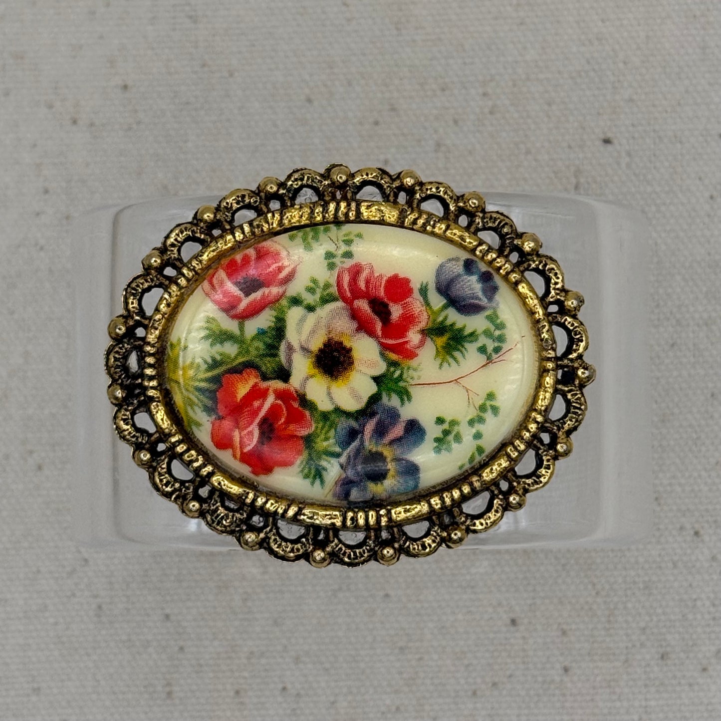 Floral Garden Cabochon Wide Acrylic Cuff (OSFM)