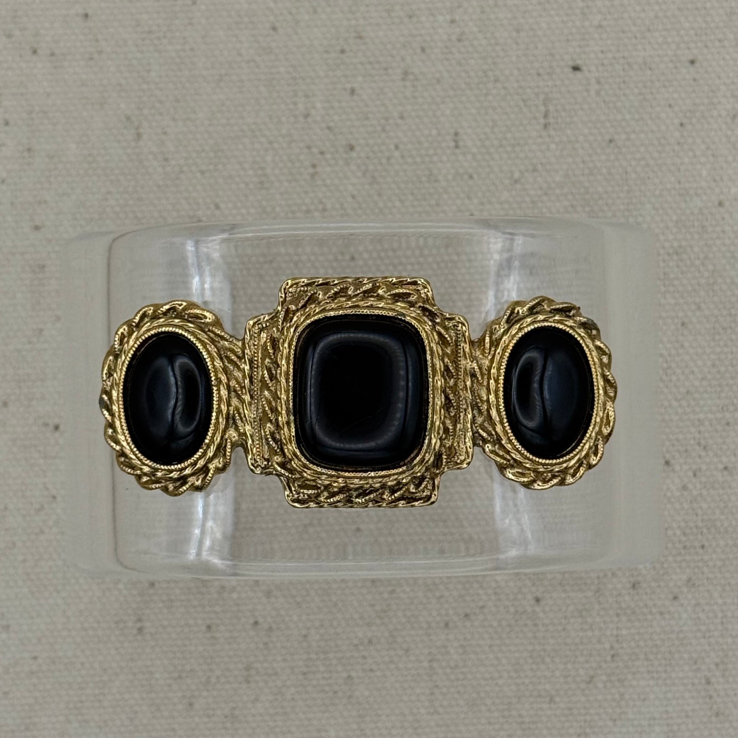 Onyx and Gold Wide Acrylic Cuff (OSFM)
